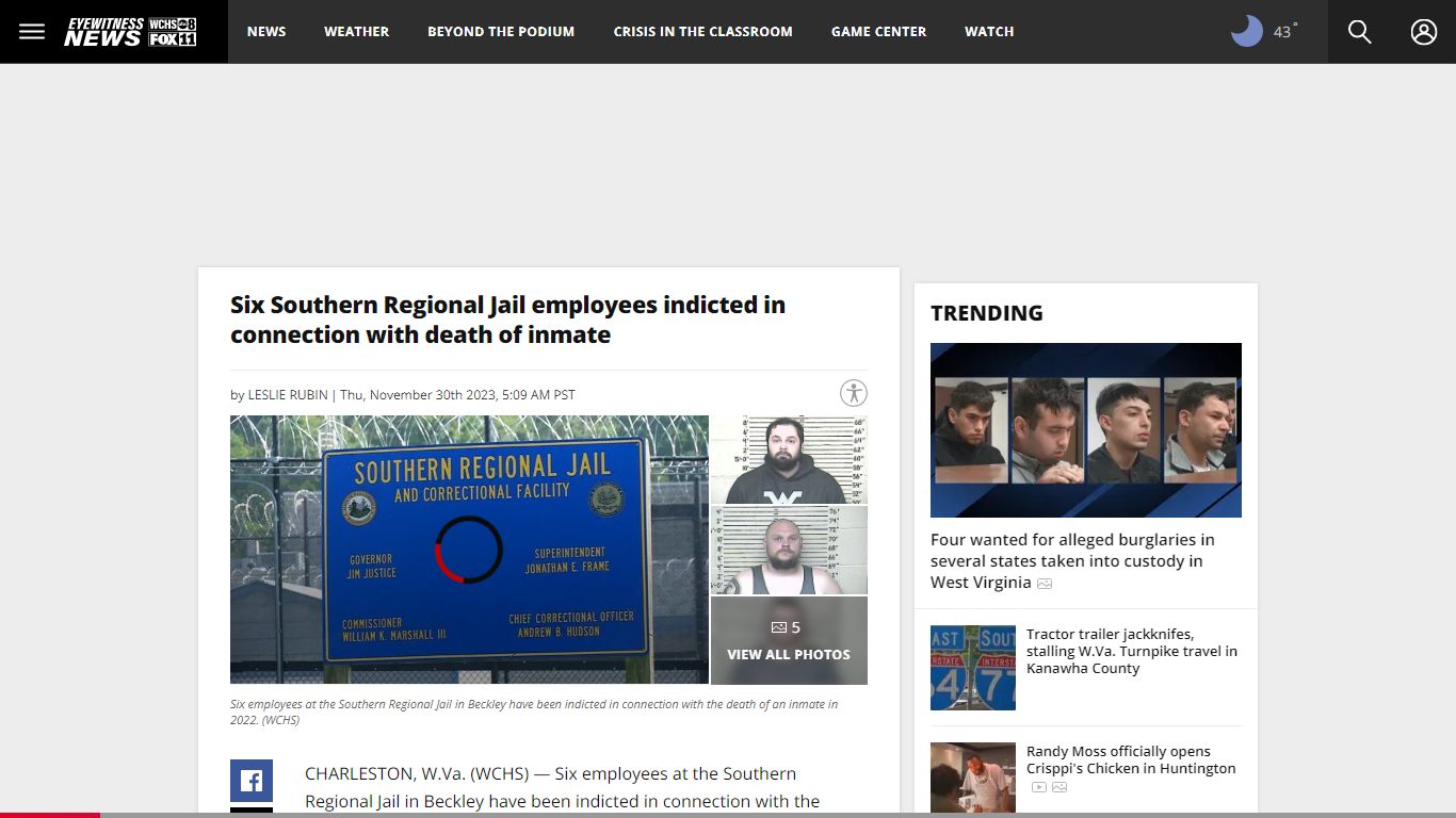 Six Southern Regional Jail employees indicted in connection with death ...